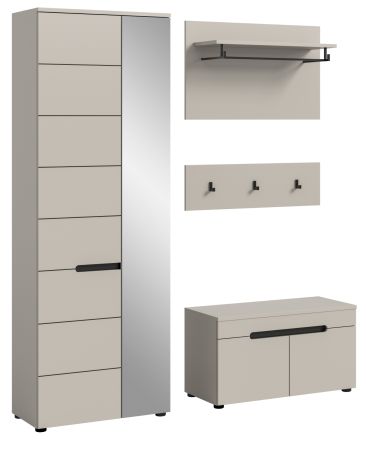 Garderobe Set 4-teilig Cooper in Kaschmir 160 cm, Soft-Close