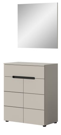 Garderobe Set 2-teilig Cooper in Kaschmir Schuhkommode und Spiegel, Soft-Close