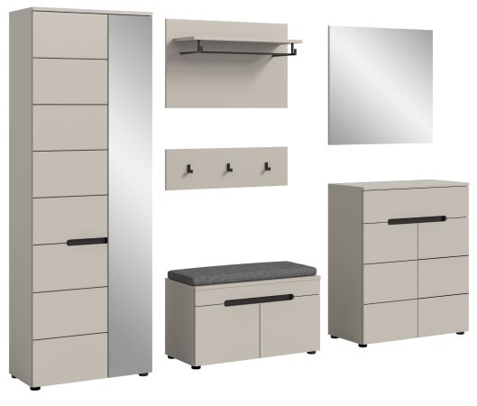 Garderobe Set 7-teilig Cooper in Kaschmir, Komplett-Set mit Sitzkissen und Soft-Close
