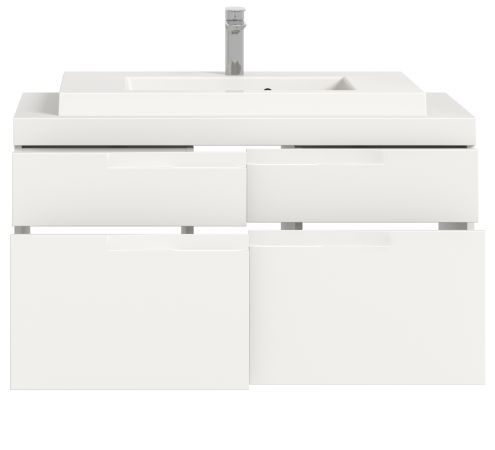 Waschtisch Set Gusto in wei� matt Waschbeckenunterschrank h�ngend MIT Waschbecken 100 cm