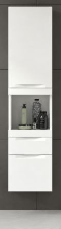 Badezimmer Hochschrank Gusto in wei� matt Badschrank h�ngend 38 x 166 cm