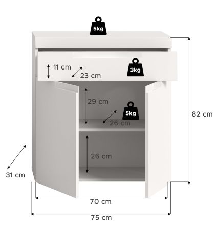 Badezimmer Kommode Gusto in wei� matt Badschrank 75 x 82 cm