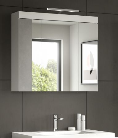 Badezimmer Spiegelschrank Gusto in wei� matt Badschrank 3-t�rig 80 x 70 cm