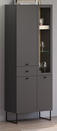 Vitrine Nuvola in grau und Eiche Evoke, Wohn- und Esszimmer Vitrinenschrank 70 x 197 cm