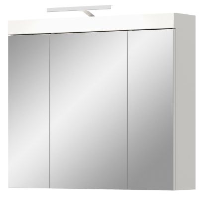 Badezimmer Spiegelschrank Gusto in wei� matt Badschrank 3-t�rig inkl. LED 80 x 70 cm