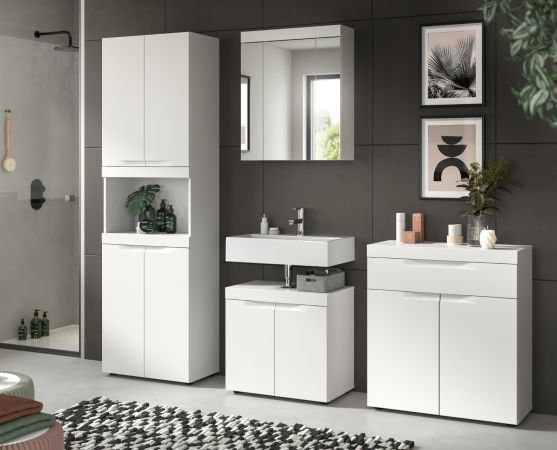 Badm�bel Set 3-teilig Gusto in wei� matt Badkombination 135 x 194 cm