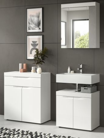 Badm�bel Set 3-teilig Gusto in wei� matt Badkombination 150 x 194 cm