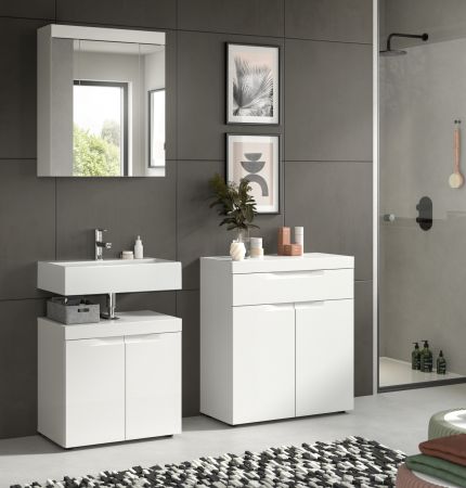 Badm�bel Set 3-teilig Gusto in wei� matt Badkombination 150 x 194 cm