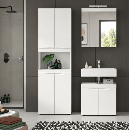 Badm�bel Set 2-teilig Gusto in wei� matt Badkombination 60 x 194 cm
