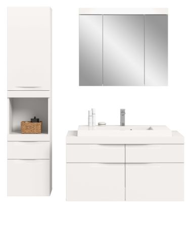 Badm�bel Set 4-teilig Gusto in wei� matt Badkombination mit Waschbecken 153 x 194 cm