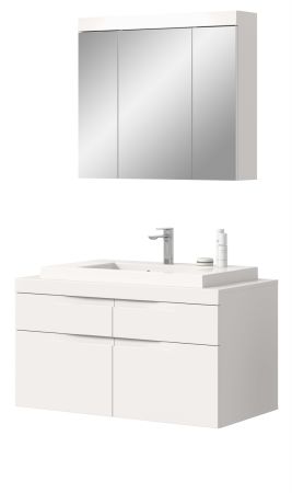 Badm�bel Set 3-teilig Gusto in wei� matt Badkombination mit Waschbecken 100 x 194 cm