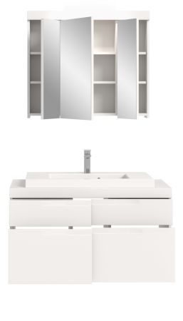 Badm�bel Set 3-teilig Gusto in wei� matt Badkombination mit Waschbecken 100 x 194 cm