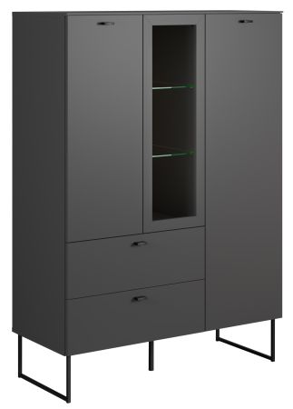 Highboard Nuvola in grau und Eiche Evoke, Wohn- und Esszimmer Vitrinenschrank 100 x 140 cm