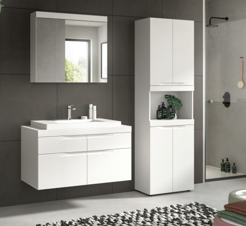 Badm�bel Set 4-teilig Gusto in wei� matt Badkombination mit Waschbecken 175 x 194 cm