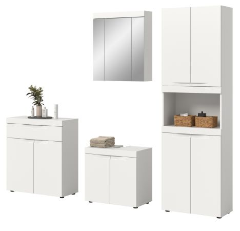 Badm�bel Set 4-teilig Gusto in wei� matt Badkombination 210 x 194 cm