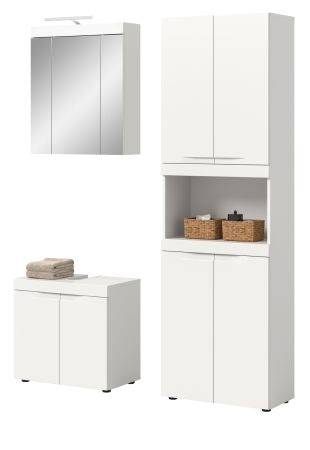 Badm�bel Set 4-teilig Gusto in wei� matt Badkombination inkl. LED 135 x 194 cm
