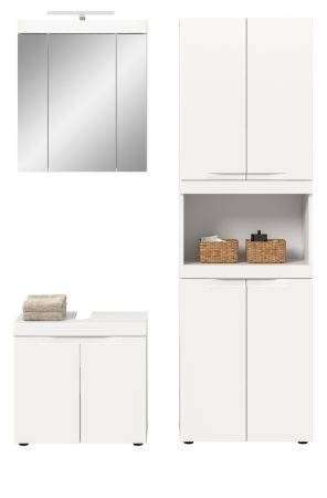 Badm�bel Set 4-teilig Gusto in wei� matt Badkombination inkl. LED 135 x 194 cm