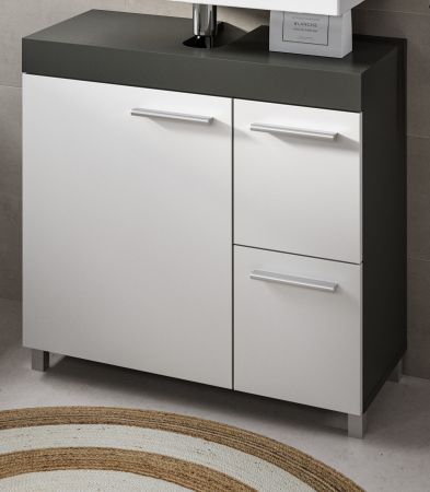 Waschbeckenunterschrank Adam Grau und Wei� 65 cm mit 2x Vollauszug