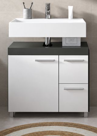 Waschbeckenunterschrank Adam Grau und Wei� 65 cm mit 2x Vollauszug