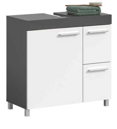 Waschbeckenunterschrank Adam Grau und Wei� 65 cm mit 2x Vollauszug