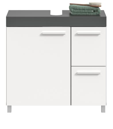 Waschbeckenunterschrank Adam Grau und Wei� 65 cm mit 2x Vollauszug