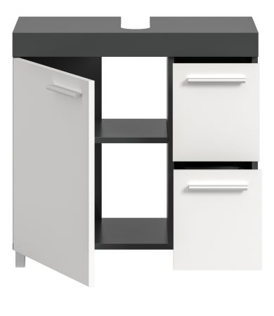 Waschbeckenunterschrank Adam Grau und Wei� 65 cm mit 2x Vollauszug