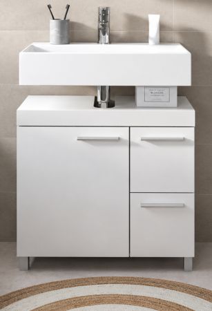 Waschbeckenunterschrank Adam in Wei� 65 x 63 cm mit 2 Vollauszug-Schubladen