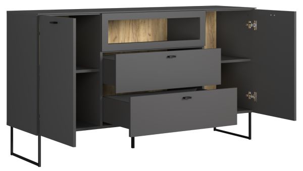Sideboard Nuvola in grau und Eiche Evoke, Wohn- und Esszimmer Kommode 152 x 84 cm
