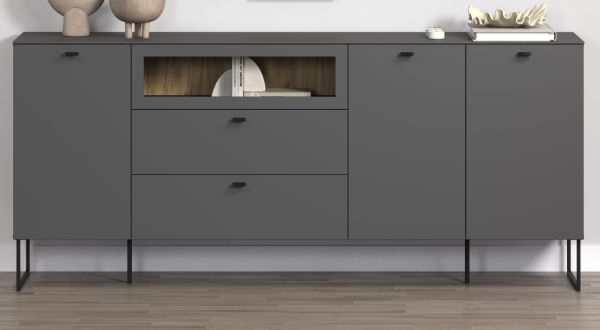 Sideboard Nuvola in grau und Eiche Evoke, Wohn- und Esszimmer Kommode 191 x 84 cm