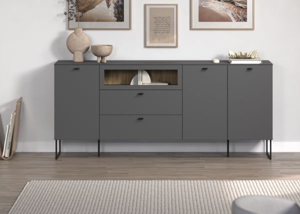 Sideboard Nuvola in grau und Eiche Evoke, Wohn- und Esszimmer Kommode 191 x 84 cm