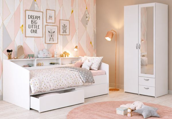 Parisot Kinder- und Jugendzimmer Sleep43 in wei� Komplett-Set 2-teilig mit Stauraumbett und Kleiderschrank