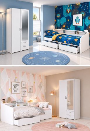 Parisot Kinder- und Jugendzimmer Sleep43 in wei� Komplett-Set 2-teilig mit Stauraumbett und Kleiderschrank