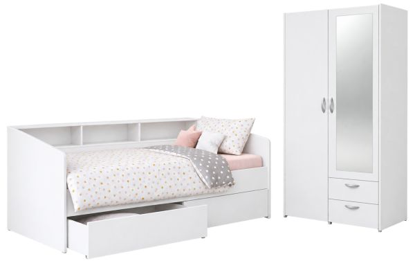Parisot Kinder- und Jugendzimmer Sleep43 in wei� Komplett-Set 2-teilig mit Stauraumbett und Kleiderschrank