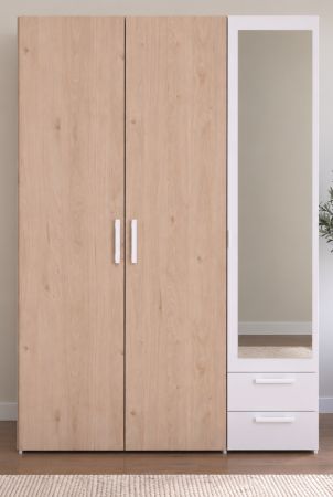 Kleiderschrank Enjour in Jackson Eiche und wei� Dreht�renschrank 3-t�rig mit Spiegel 120 x 185 cm