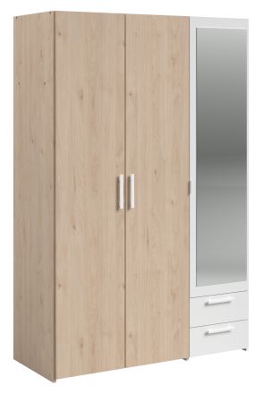 Kleiderschrank Enjour in Jackson Eiche und wei� Dreht�renschrank 3-t�rig mit Spiegel 120 x 185 cm