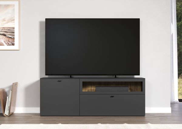 TV-Lowboard Nuvola in grau und Eiche Evoke, TV-Schrank 160 x 58 cm