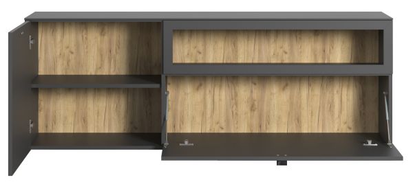 TV-Lowboard Nuvola in grau und Eiche Evoke, TV-Schrank 160 x 58 cm