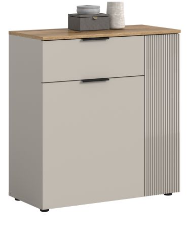 Kommode Skid in Kaschmir Sand und Evoke Eiche Sideboard 80 x 86 cm