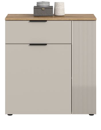 Kommode Skid in Kaschmir Sand und Evoke Eiche Sideboard 80 x 86 cm