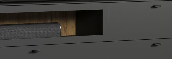 TV-Lowboard Set Nuvola in grau und Eiche Evoke, 2x TV-Schrank 280 x 58 cm