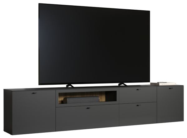 TV-Lowboard Set Nuvola in grau und Eiche Evoke, 2x TV-Schrank 280 x 58 cm