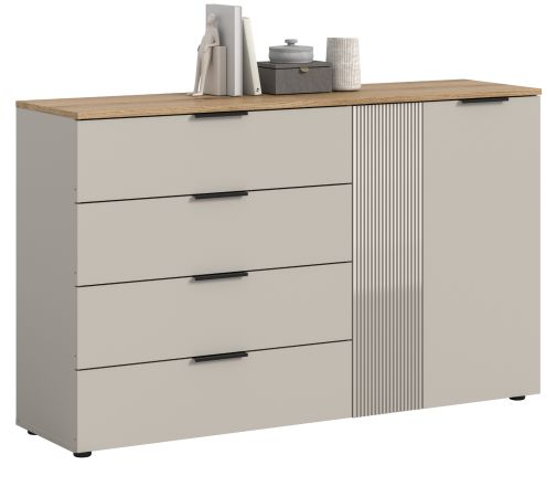 Sideboard Skid in Kaschmir Sand und Evoke Eiche Kommode 140 x 86 cm