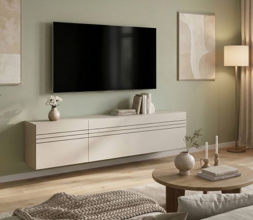 TV-Lowboard Nexus in Kaschmir TV Unterteil h�ngend / stehend 135 cm, Soft-Close