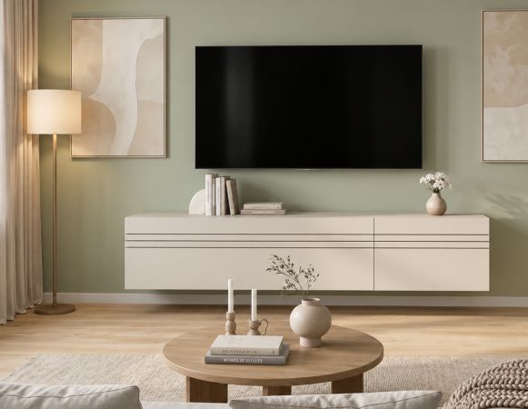TV-Lowboard Nexus in Kaschmir TV Unterteil h�ngend / stehend 135 cm, Soft-Close