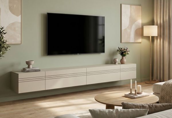 TV-Lowboard Nexus in Kaschmir XL TV Unterteil h�ngend / stehend 270 cm, Soft-Close