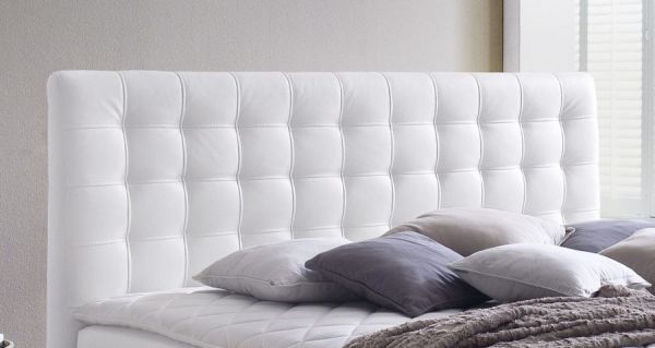 Boxspringbett Isabelle 180 x 200 cm Leder Optik wei� 7 Zonen Tonnentaschenfederkern Matratze