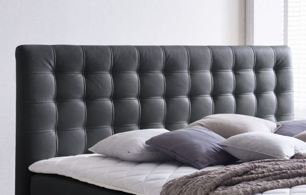 Boxspringbett Isabelle 180 x 200 cm Leder Optik schwarz 7 Zonen Multi Tonnentaschenfederkern Matratze