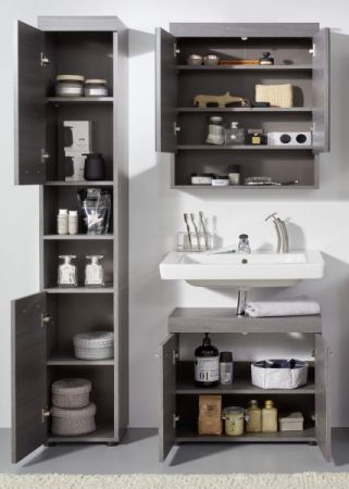 Badezimmer Badm�bel Set Pebble in Sardegna grau Rauchsilber Badkombination 3-teilig 103 x 190 cm