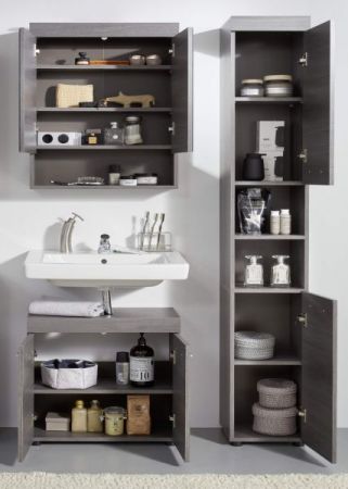 Badezimmer Badm�bel Set Pebble in Sardegna grau Rauchsilber Badkombination 3-teilig 103 x 190 cm