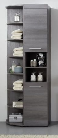 Badezimmer Hochschrank Pebble in Sardegna grau Rauchsilber Badschrank 30 x 190 cm